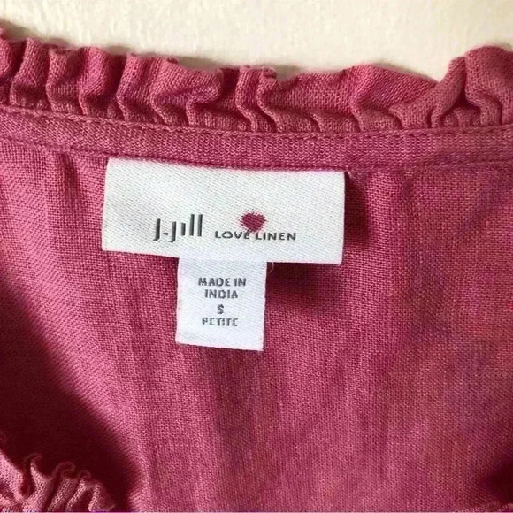 J.Jill 3/4 Sleeve Linen Top Blouse Size S - Picture 2 of 8